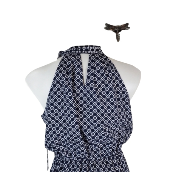 Maison Jules Printed Tie Neck Midi Dress - Picture 6 of 9